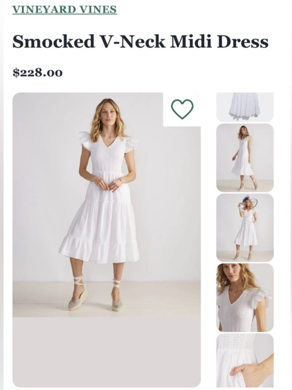 Vineyard Vines White V‑Neck Cotton Dress